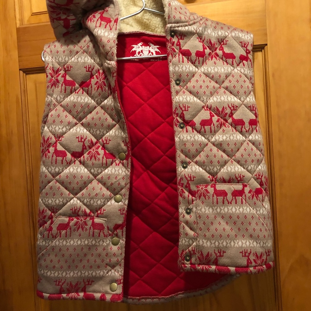 Red Sherpa vest